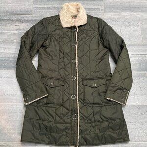 Free People Quilted Sherpa Lined Coat Jacket Green Size 8